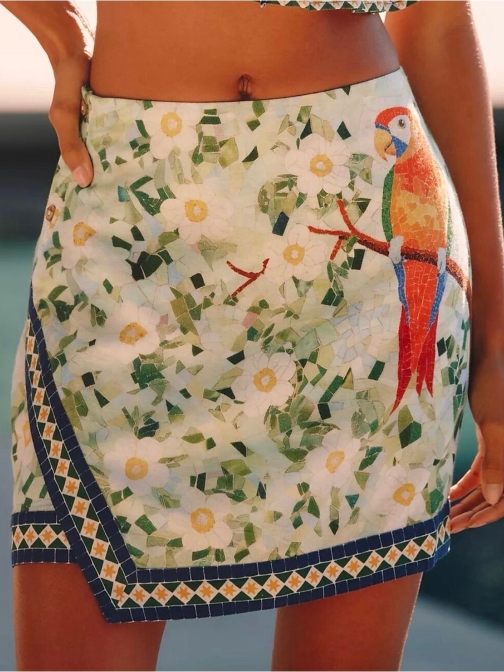 Anthropologie CELANDINE ASYMMETRIC LINEN BLEND MINI SKIRT